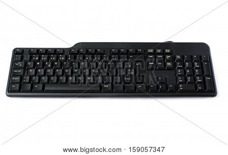 Black computer querty keyboard isolated over white background