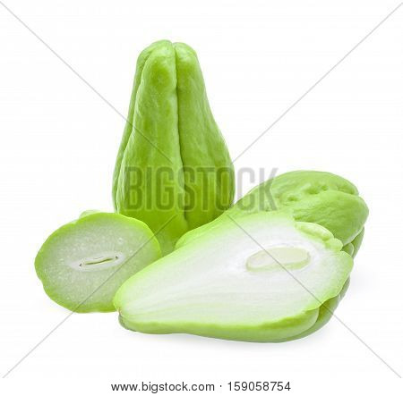 fresh chayote isolated on the white background