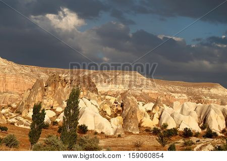 Excellent photo Mountains from tuff in Cappadocia in Turkey