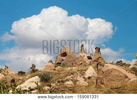 Excellent photo Mountains from tuff in Cappadocia in Turkey