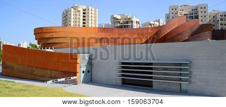 TEL AVIV ISRAEL 06 11 16: Design Museum Holon is museum in Israel. The building of the museum was planned and designed by Israeli architect and industrial designer Ron Arad an Bruno Asa.