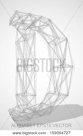 Abstract illustration of a Pencil sketched uppercase letter D with Transparent Shadow. Hand drawn 3D D for your design. EPS 10 vector illustration.