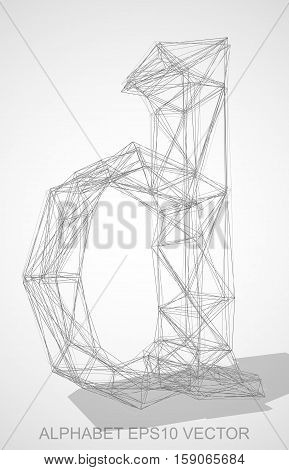 Abstract illustration of a Pencil sketched lowercase letter D with Transparent Shadow. Hand drawn 3D D for your design. EPS 10 vector illustration.