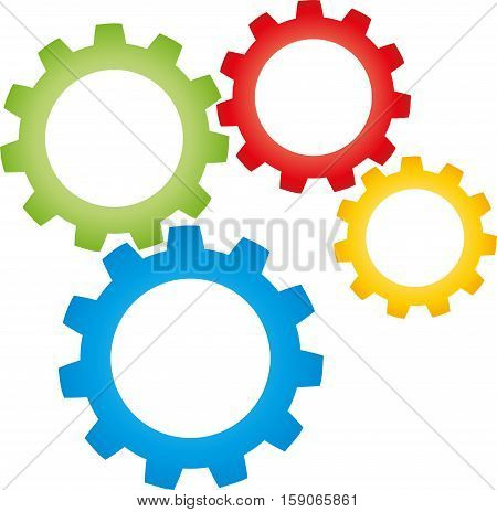 Four gears, colored, metal industry and locksmith logo
