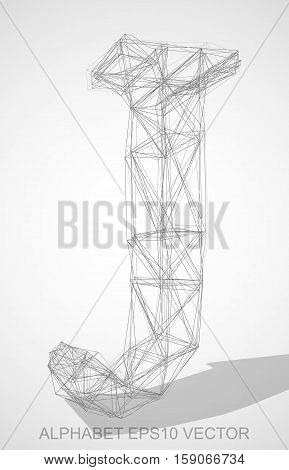 Abstract illustration of a Pencil sketched uppercase letter J with Transparent Shadow. Hand drawn 3D J for your design. EPS 10 vector illustration.