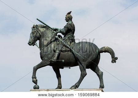 PADUA, ITALY - MAY 3, 2016: Equestrian statue of Gattamelata in Padua Italy