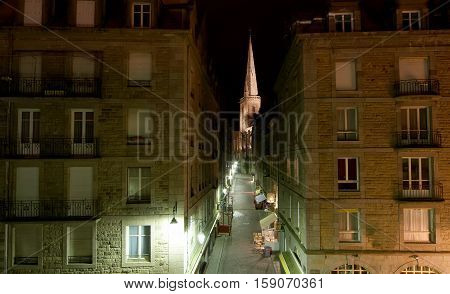 Saint-malo At Night-- Is A Walled Port City In Brittany In Northwestern France On The English Channe