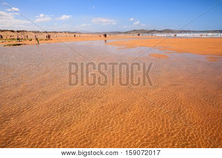 LIENCRES DUNES SPAIN - AUGUST 21: View of the Liencres dunes nature reserve in the Cantabrian sea on August 21 2016