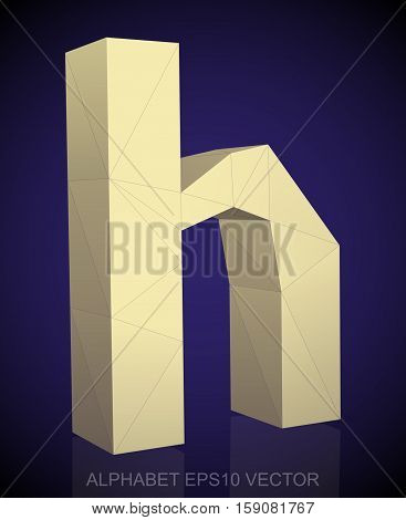 Abstract Yellow 3D polygonal lowercase letter H with reflection. Low poly alphabet collection. EPS 10 vector illustration.