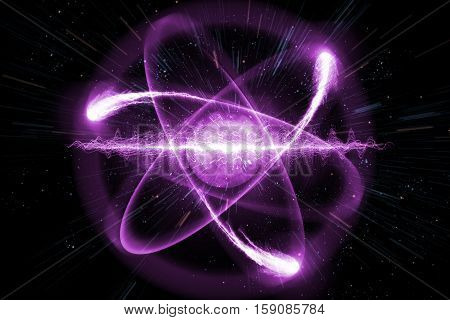 Close up of pink atomic particle background science 3D illustration