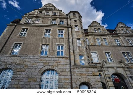 Neorenaissance facade of the building of the university auditorium in Poznan