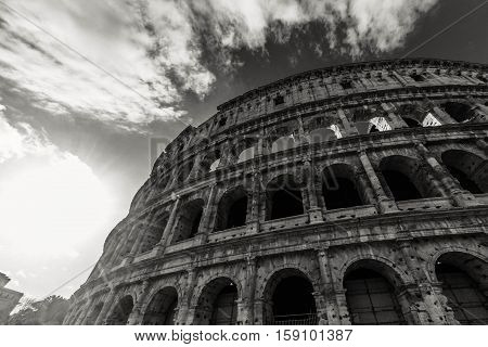Attractions Rome on a black and white photo.