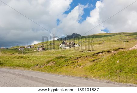 GUDAURI, GEORGIA - AUGUST 6, 2013:View on ski resort Gudauri in summer