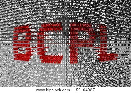 BCPL in the form of binary code, 3D illustration