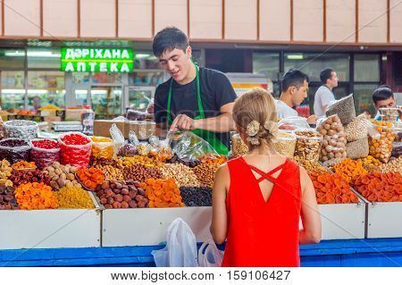 Dry Fruits For Sale At Green Bazaar, Almaty
