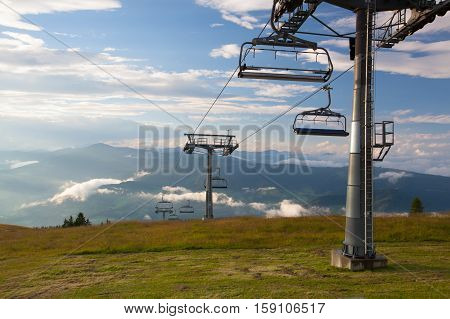 Summer landscape in Gerlitzen Apls, Austria.Ski resort.
