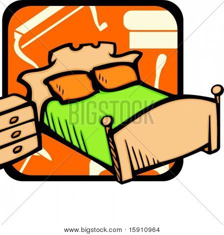 Bedroom.Pantone barvy.Vektorové ilustrace