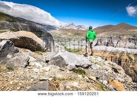 Sight of Monte Perdido and Ordesa's valley in the spanish national park Ordesa and Monte Perdido Pyrenees
