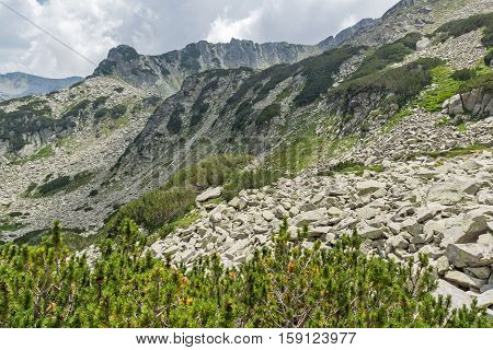 Landscape of Rocky hills on the path to Banderitsa pass,  Pirin Mountain, Bulgaria