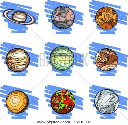 Sada 9 vektorové ilustrace planet.