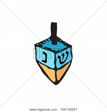 Chanukah sevivon. Doodle, zentangle, sketch, draw hand. Jewish religious holiday of Hanukkah. Hebrew letters Coloring. Vector illustration on isolated background