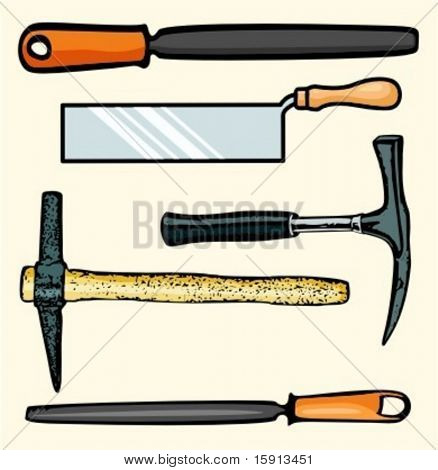 A set of 5 vector illustrations of tools.