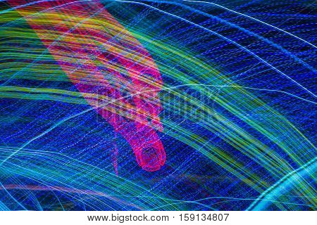 Abstract background made of Christmas lights with long exposure.