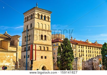 View of Zuda Tower in Zaragoza, Spain