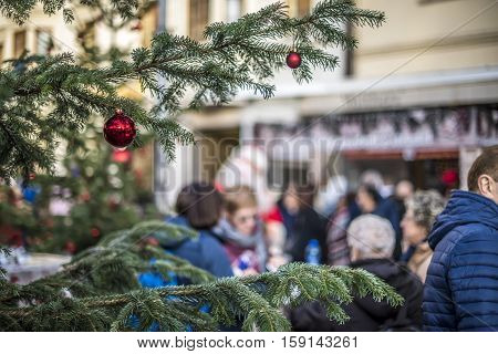 Typical Christmas market in Bolzano, Alto Adige in Italy