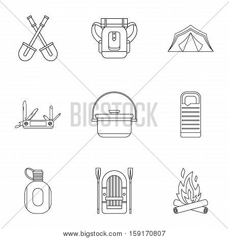 Forest icons set. Outline illustration of 9 forest vector icons for web