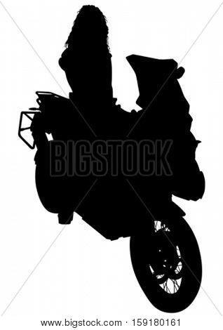 Motorcycl and baeuty women on white background