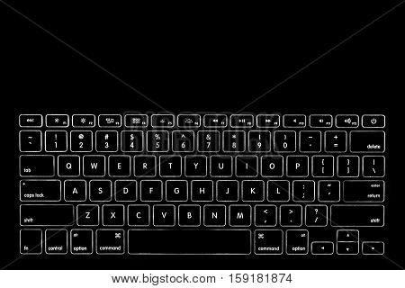 keyboard has a light underneath for use at night.