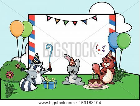 Birthday party celebration at park vector illustration design eps 10