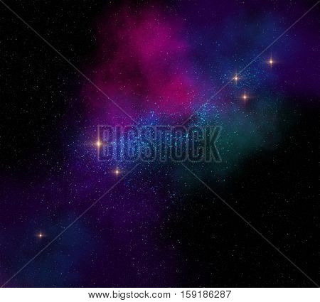 Colorful Magical Starfield On Dark Space Illustration