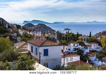 Landscape on Hydra island, Aegean sea, Greece.