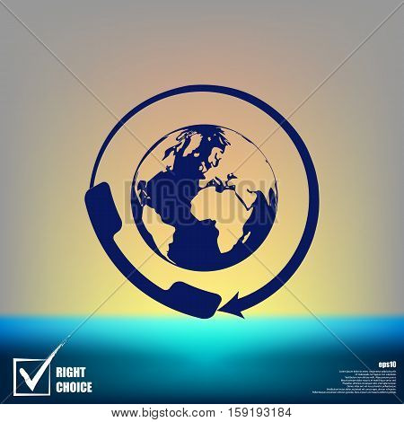 Worldwide Customer Support Call-center. Flat Icon