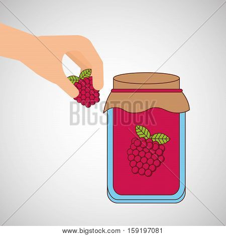 hand puts jar jam vector illustration eps 10