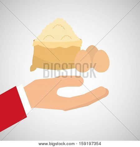 bakery cooking hand flour eggs vector illustration eps 10