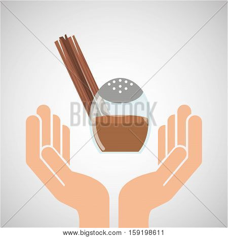 hands food preparing cinnamon vector illustration eps 10