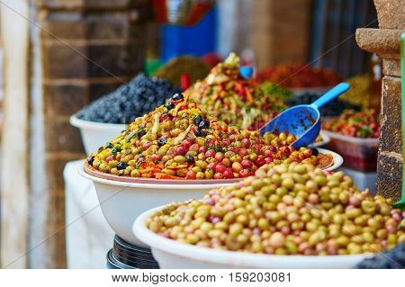 Pickled Olives On A Traditional Moroccan Market