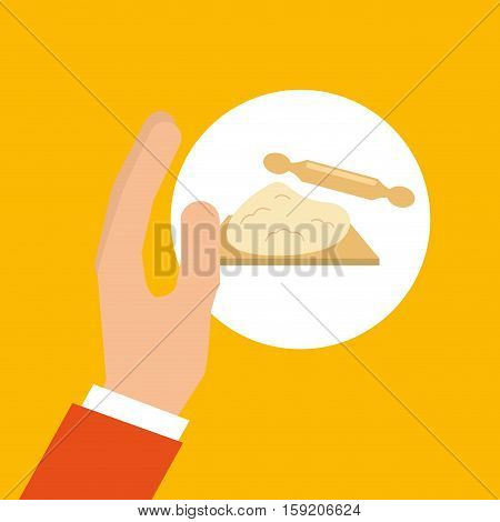 bakery cooking hand dough rolling pin vector illustration eps 10