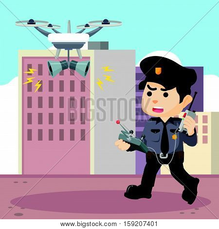 Patrol police with drone eps10 vector illustration design
