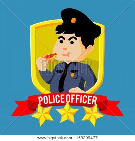 fat police officer in shield illustration design