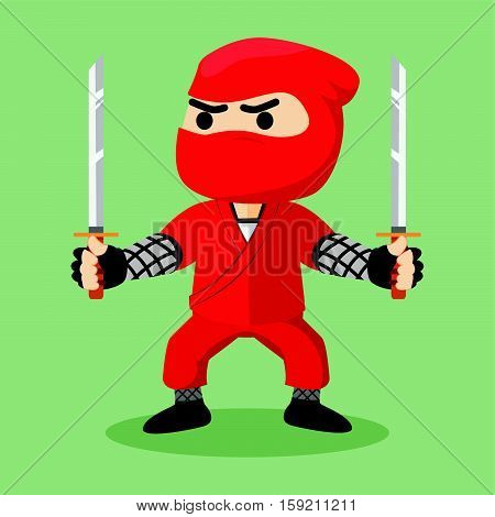 ninja holding dual sword eps10 vector illustration design