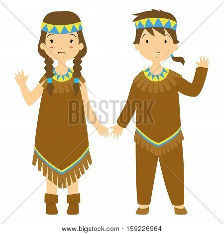 A cute and happy native couple waving their hands.