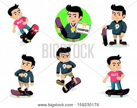 skaterboy cartoon set eps10 vector illustration design