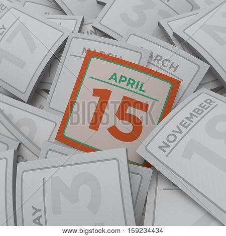3d rendering random calendar pages april 15
