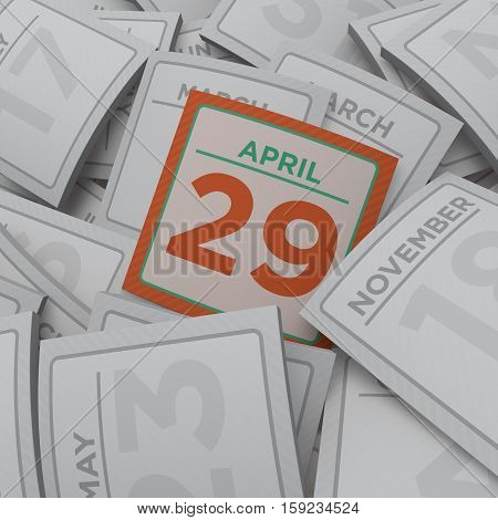 3d rendering random calendar pages april  29