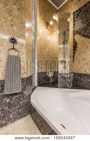 Ethnic Bathroom In Gold And Grey
