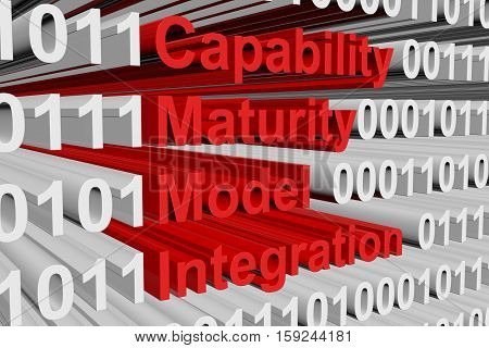 Capability Maturity Model Integration in the form of binary code, 3D illustration